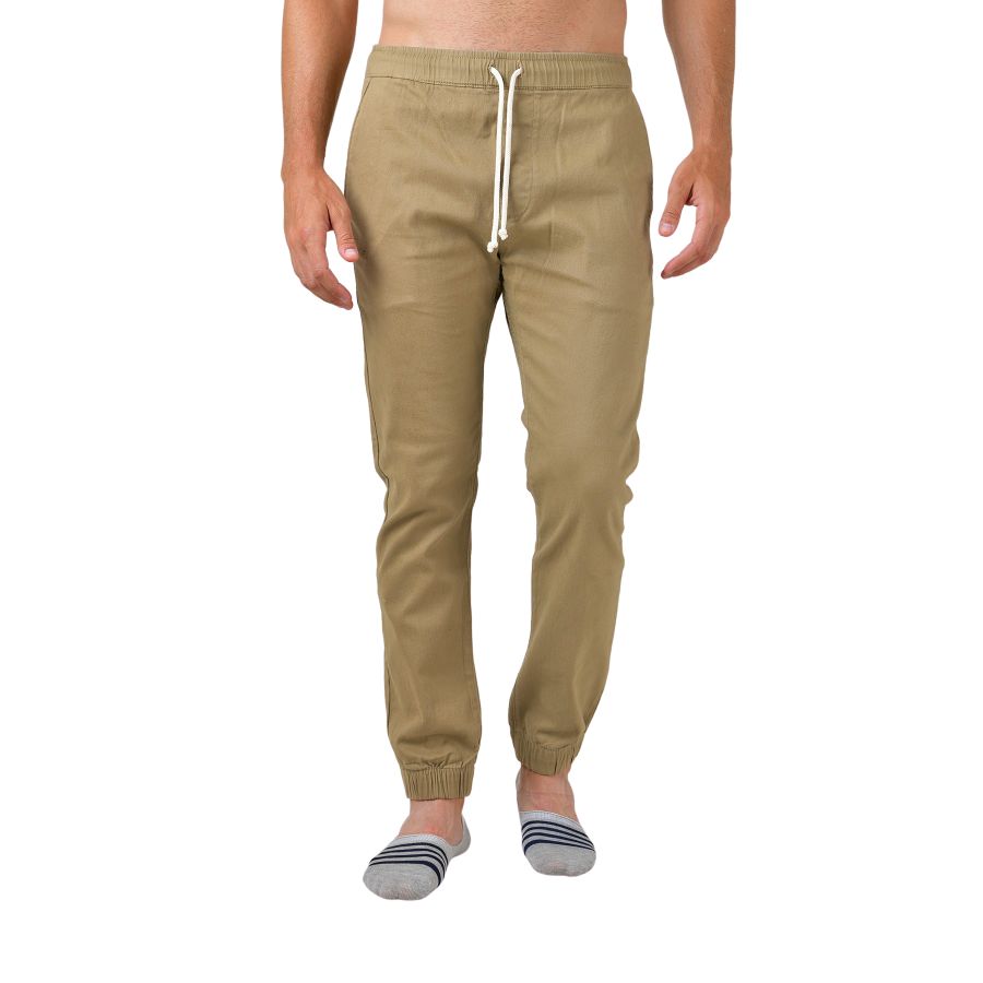Men's Solid Premium Flex-Stretch Jogger Pants Khaki