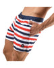 Load image into Gallery viewer, Men&#39;s Stripes Quick Dry Swim Trunks Blue White &amp; Red