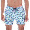Men's Print Quick Dry Swim Trunks Blue & White