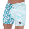 Men's Patchwork Quick Dry Swim Trunks Blue White & Turquoise