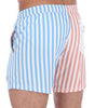 Load image into Gallery viewer, Men&#39;s Stripes Quick Dry Swim Trunks White Blue &amp; Peach