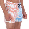 Men's Stripes Quick Dry Swim Trunks White Blue & Peach