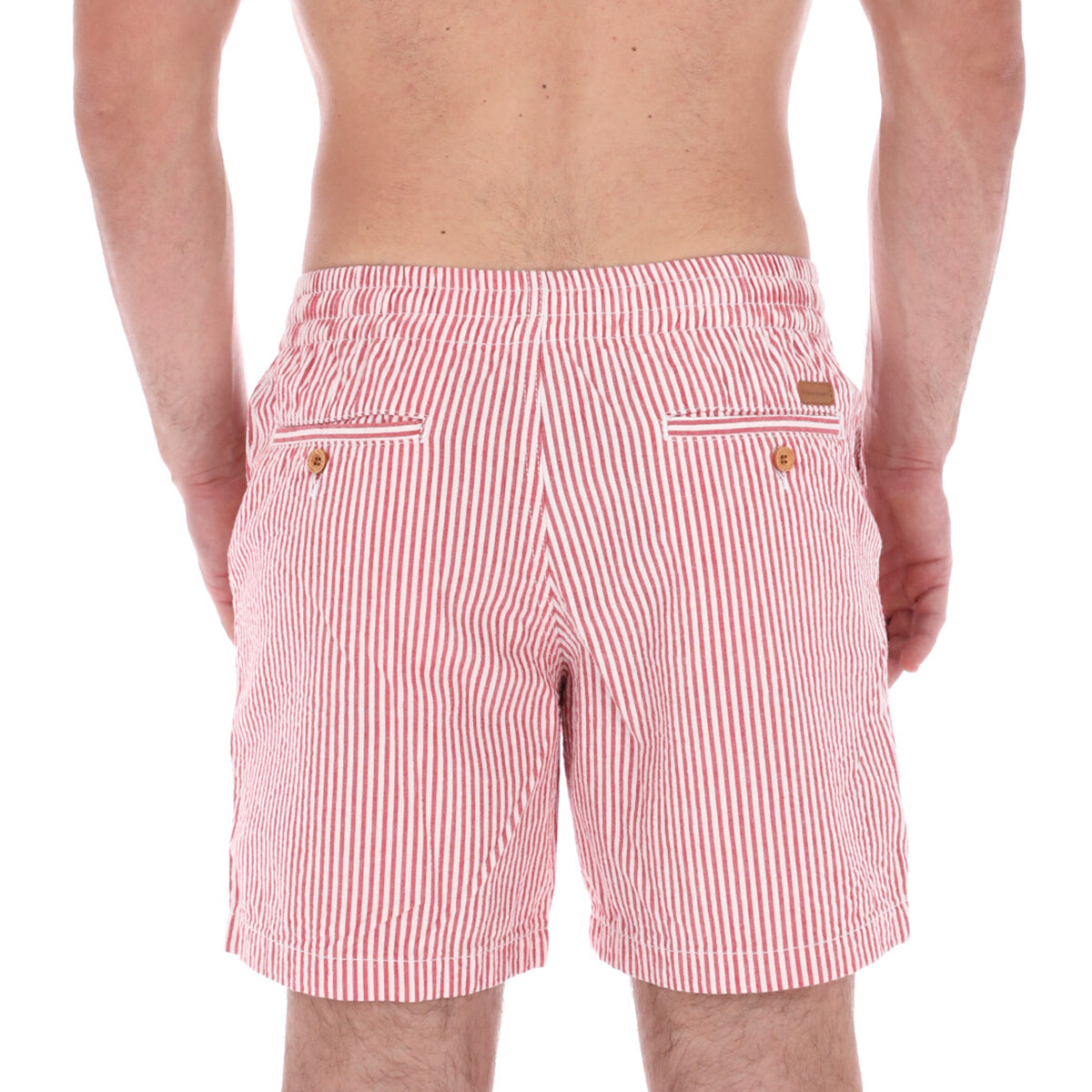 Men's Stripes Premium Flex-Stretch Bermuda Shorts White & Red