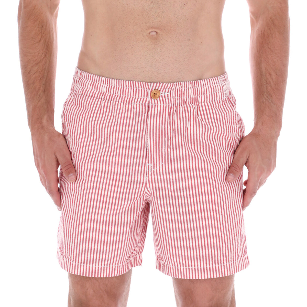 Men's Stripes Premium Flex-Stretch Bermuda Shorts White & Red