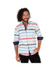 Men's Print Long Sleeve Button Down Shirt White Blue & Red