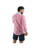 Men's Patchwork Long Sleeve Button Down Shirt Red & Blue