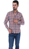 Men's Checkered Long Sleeve Button Down Shirt White Red & Blue