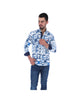 Men's Abstract Long Sleeve Button Down Shirt Blue Red & White