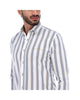 Load image into Gallery viewer, Men&#39;s Stripes Long Sleeve Button Down Shirt White &amp; Grey