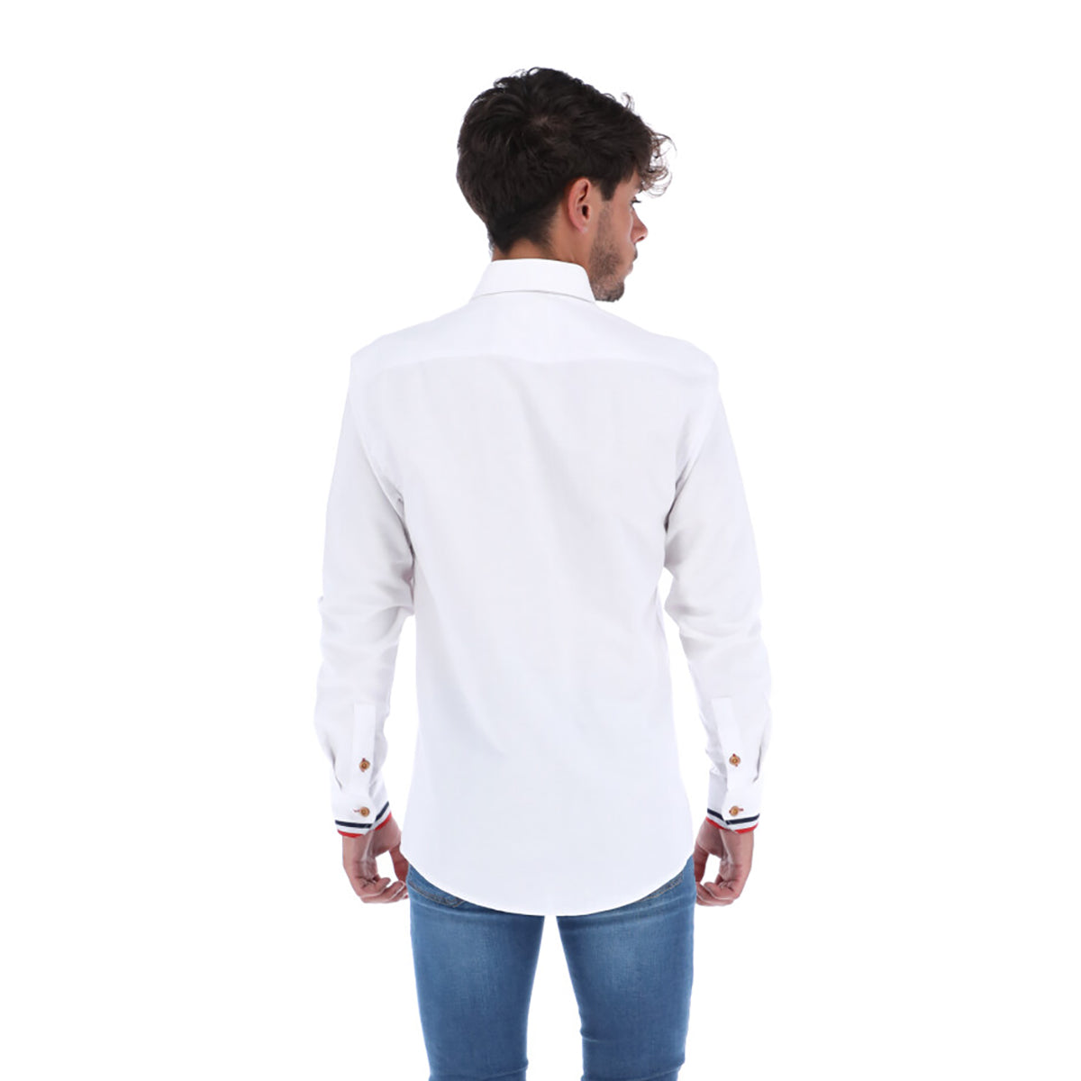 Men's Solid Long Sleeve Button Down Shirt White