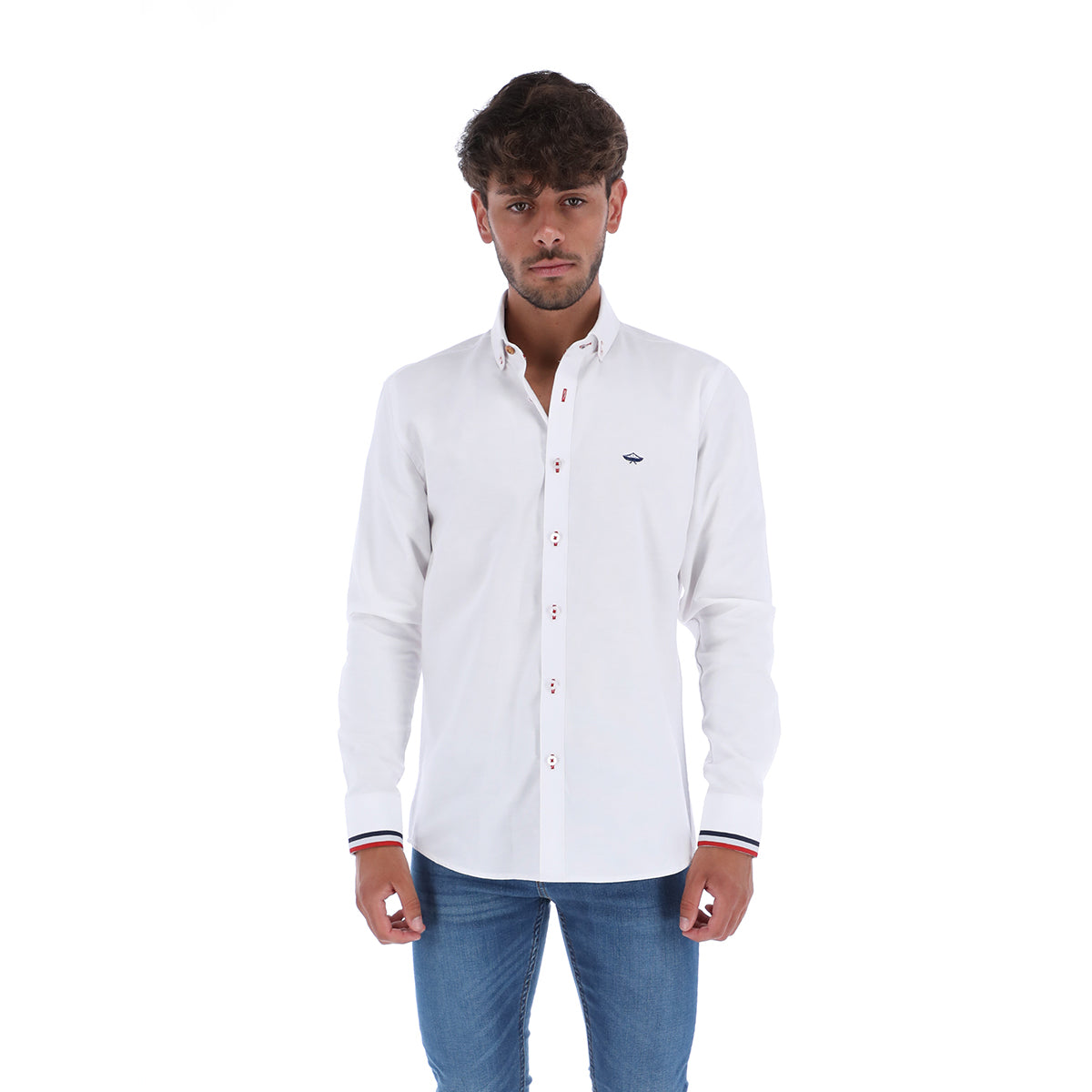 Men's Solid Long Sleeve Button Down Shirt White