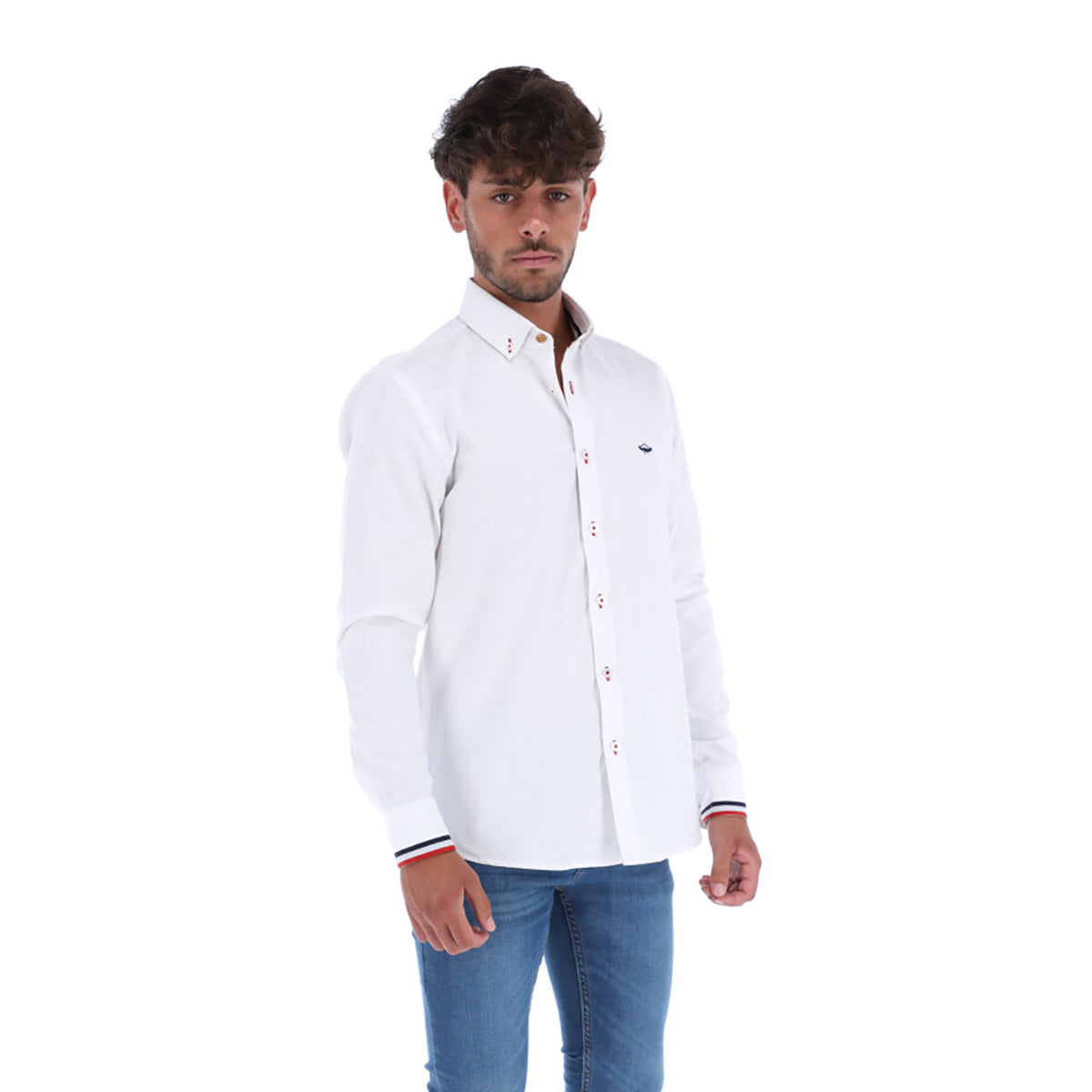 Men's Solid Long Sleeve Button Down Shirt White