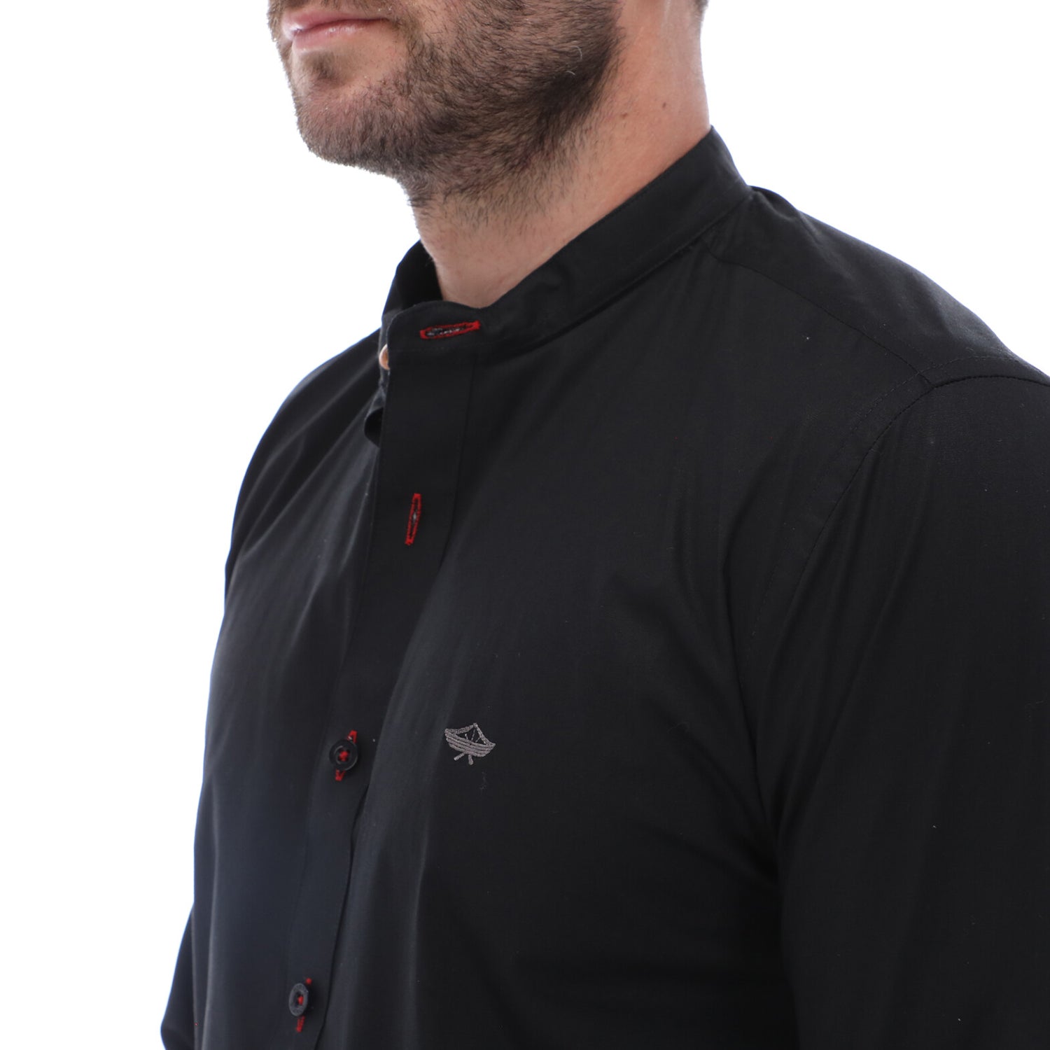 Men's Solid Long Sleeve Classic Button Down Shirt Black | Porto Blanco