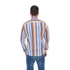 Load image into Gallery viewer, Men&#39;s Stripes Long Sleeve Classic Button Down Shirt Blue White &amp; Orange | Porto Blanco