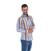 Load image into Gallery viewer, Men&#39;s Stripes Long Sleeve Classic Button Down Shirt Blue White &amp; Orange | Porto Blanco