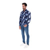 Men's Print Long Sleeve Classic Button Down Shirt Blue & White | Porto Blanco