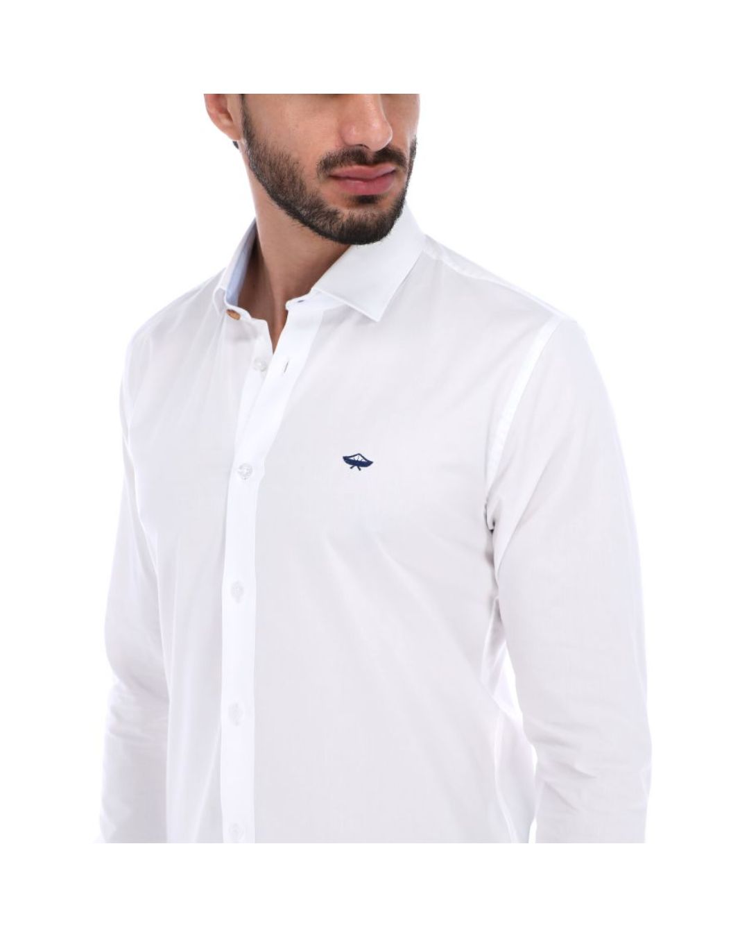 Men's Solid Long Sleeve Button Down Shirt White