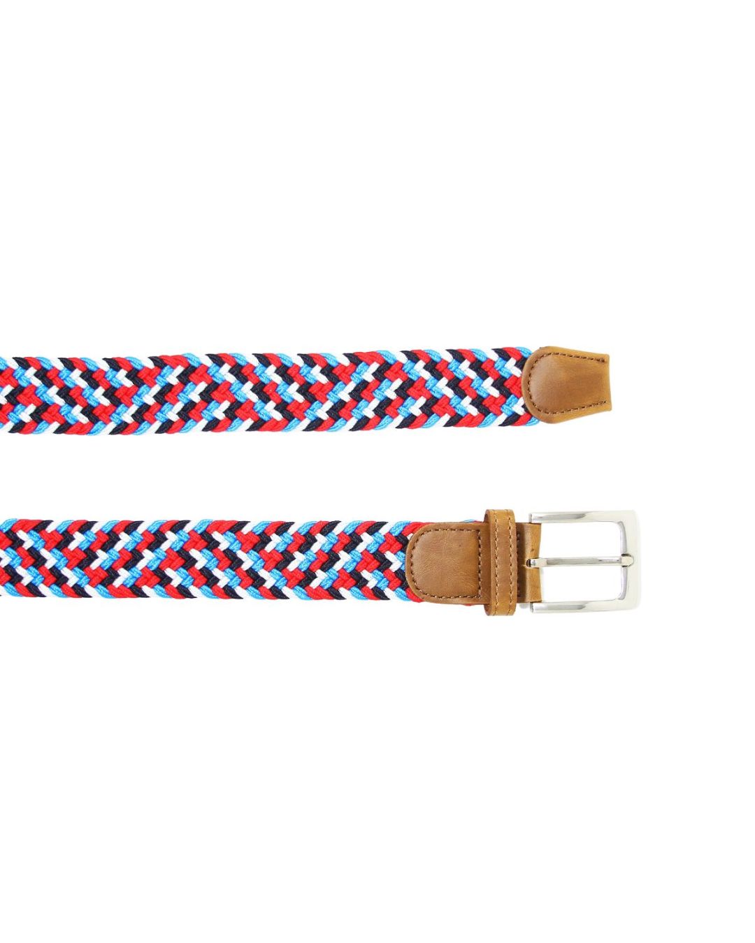 Men's Patchwork Elastane Belt Red Blue & White
