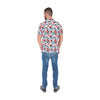 Load image into Gallery viewer, Men&#39;s Print Short Sleeve Classic Button Down Shirt White, Red &amp; Blue | Porto Blanco