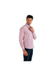Men's Stripes Long Sleeve Button Down Shirt White & Salmon