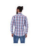 Men's Checkered Long Sleeve Button Down Shirt Blue Red & White