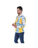Load image into Gallery viewer, Men&#39;s Abstract Long Sleeve Button Down Shirt Blue Yellow &amp; White