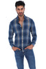 Men's Checkered Long Sleeve Button Down Shirt Blue Yellow & White