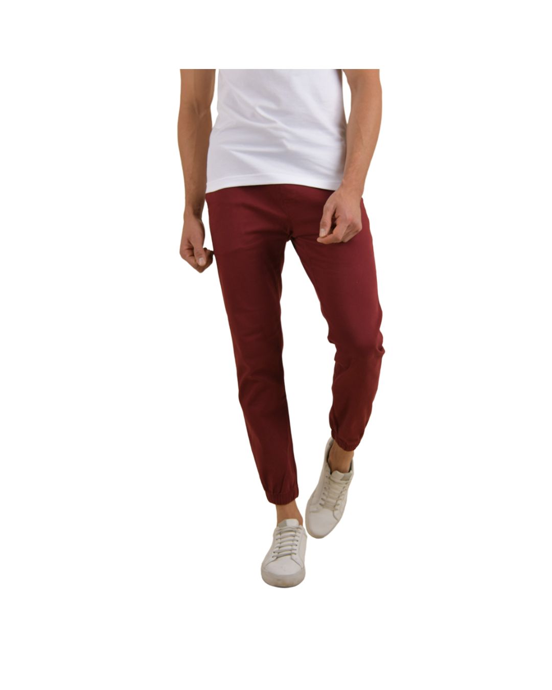 Men's Solid Premium Flex-Stretch Jogger Pants Red