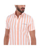 Men's Stripes Short Sleeve Button Down Shirt White & Peach