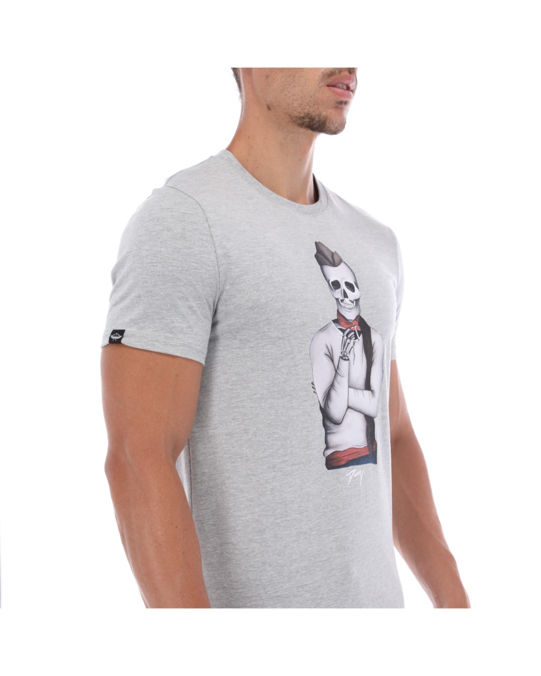 Men's Print Short Sleeve Crew Neck T-Shirt Grey & White