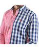 Load image into Gallery viewer, Men&#39;s Patchwork Long Sleeve Button Down Shirt White Blue &amp; Red