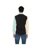 Men's Patchwork Long Sleeve Button Down Shirt Black Yellow & Green