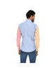 Men's Patchwork Long Sleeve Button Down Shirt Blue Red & Yellow