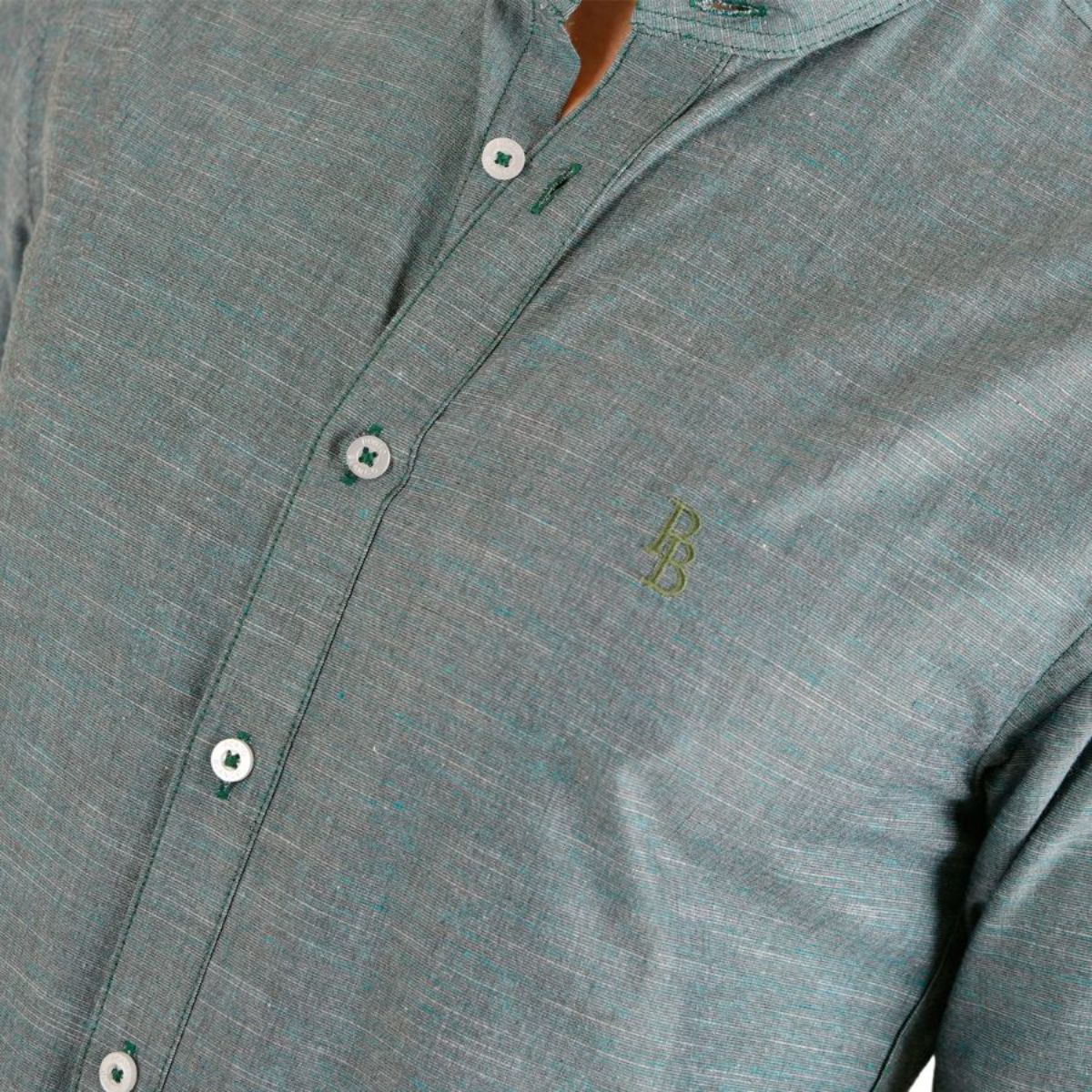 Men's Solid Long Sleeve Button Down Shirt Green