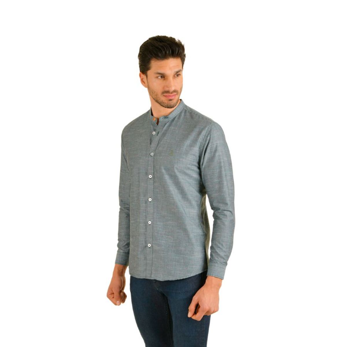 Men's Solid Long Sleeve Button Down Shirt Green