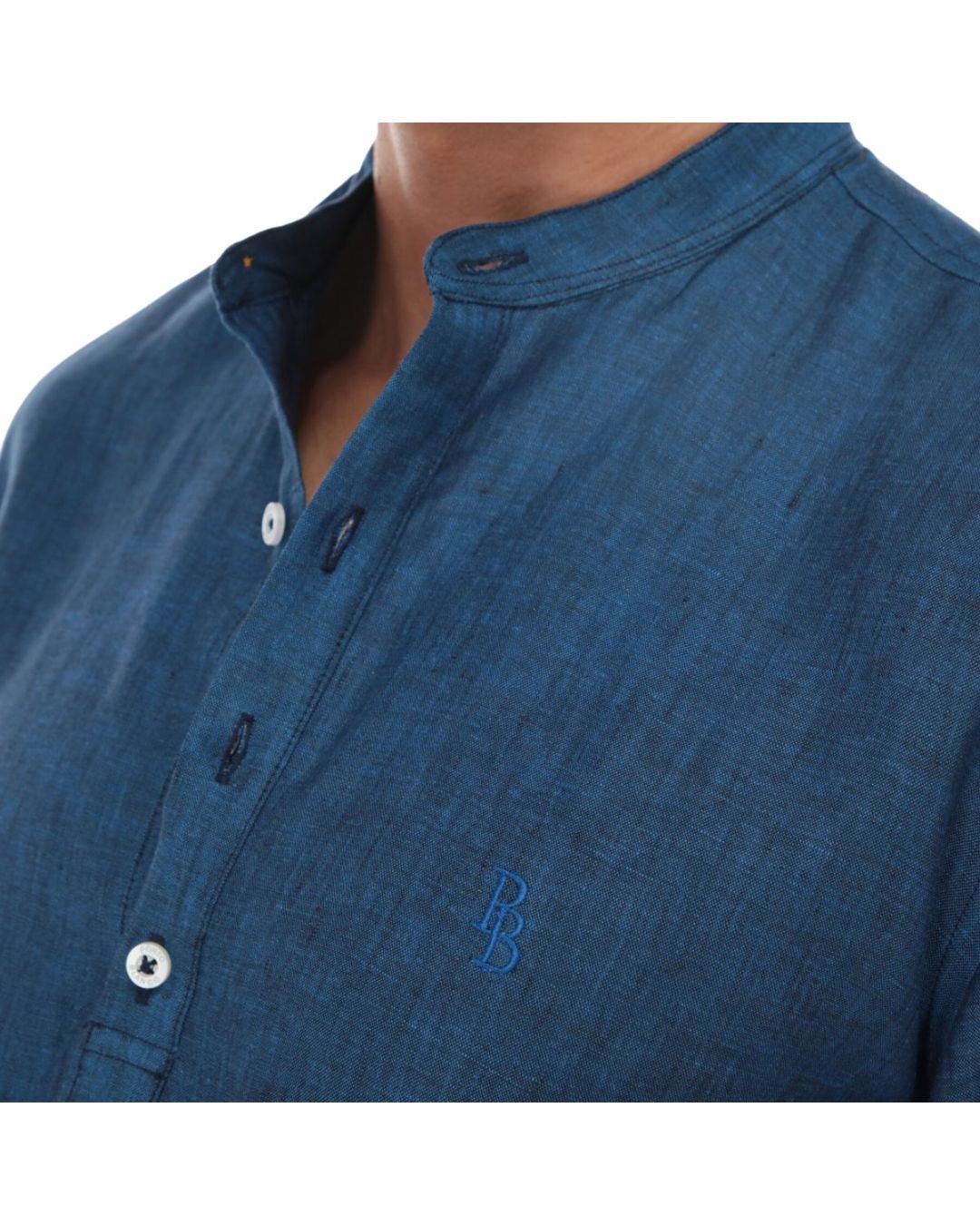 Men's Solid Long Sleeve Button Down Shirt Blue