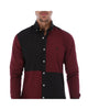 Load image into Gallery viewer, Men&#39;s Patchwork Long Sleeve Button Down Shirt Burgundy &amp; Black