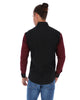 Load image into Gallery viewer, Men&#39;s Patchwork Long Sleeve Button Down Shirt Burgundy &amp; Black