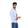 Men's Patchwork Long Sleeve Button Down Shirt Blue White & Pink