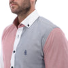 Load image into Gallery viewer, Men&#39;s Patchwork Long Sleeve Classic Button Down Shirt White Salmon &amp; Grey | Porto Blanco