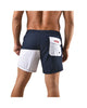 Load image into Gallery viewer, Men&#39;s Patchwork Quick Dry Swim Trunks White Red &amp; Blue