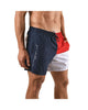 Men's Patchwork Quick Dry Swim Trunks White Red & Blue
