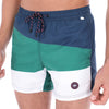 Load image into Gallery viewer, Men&#39;s Patchwork Quick Dry Swim Trunks White Green &amp; Blue
