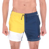 Men's Patchwork Quick Dry Swim Trunks White Blue & Yellow