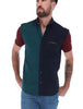 Load image into Gallery viewer, Men&#39;s Patchwork Short Sleeve Classic Button Down Shirt Black Green &amp; Red | Porto Blanco
