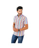 Load image into Gallery viewer, Men&#39;s Patchwork Short Sleeve Button Down Shirt Blue Yellow &amp; Pink