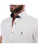 Men's Stripes Short Sleeve Button Down Shirt White Yellow & Blue