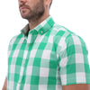 Men's Checkered Short Sleeve Button Down Shirt Green & White