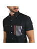 Men's Solid Short Sleeve Button Down Shirt Black Pink & Yellow