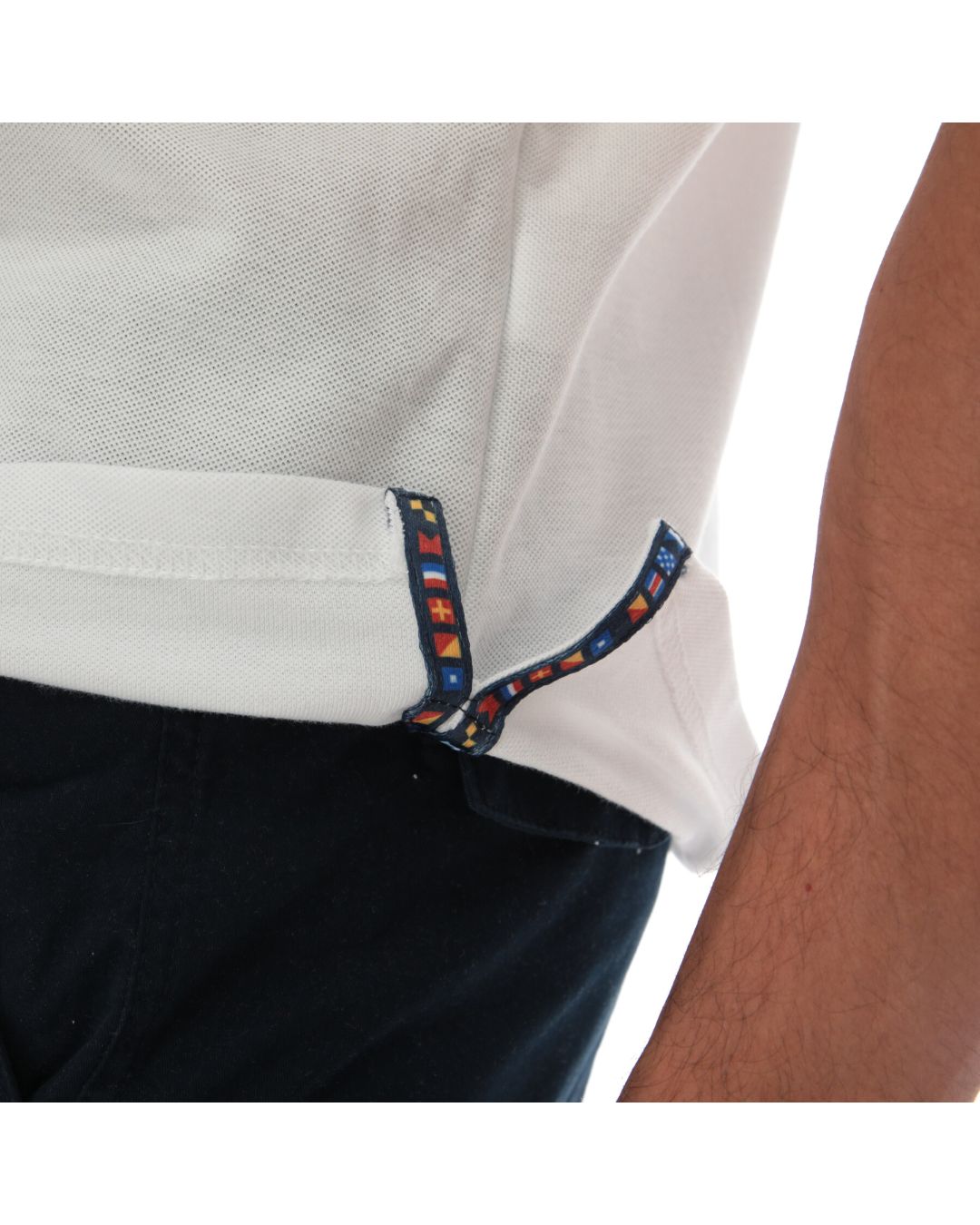 Men's Patchwork Short Sleeve Polo Shirt White Blue & Red